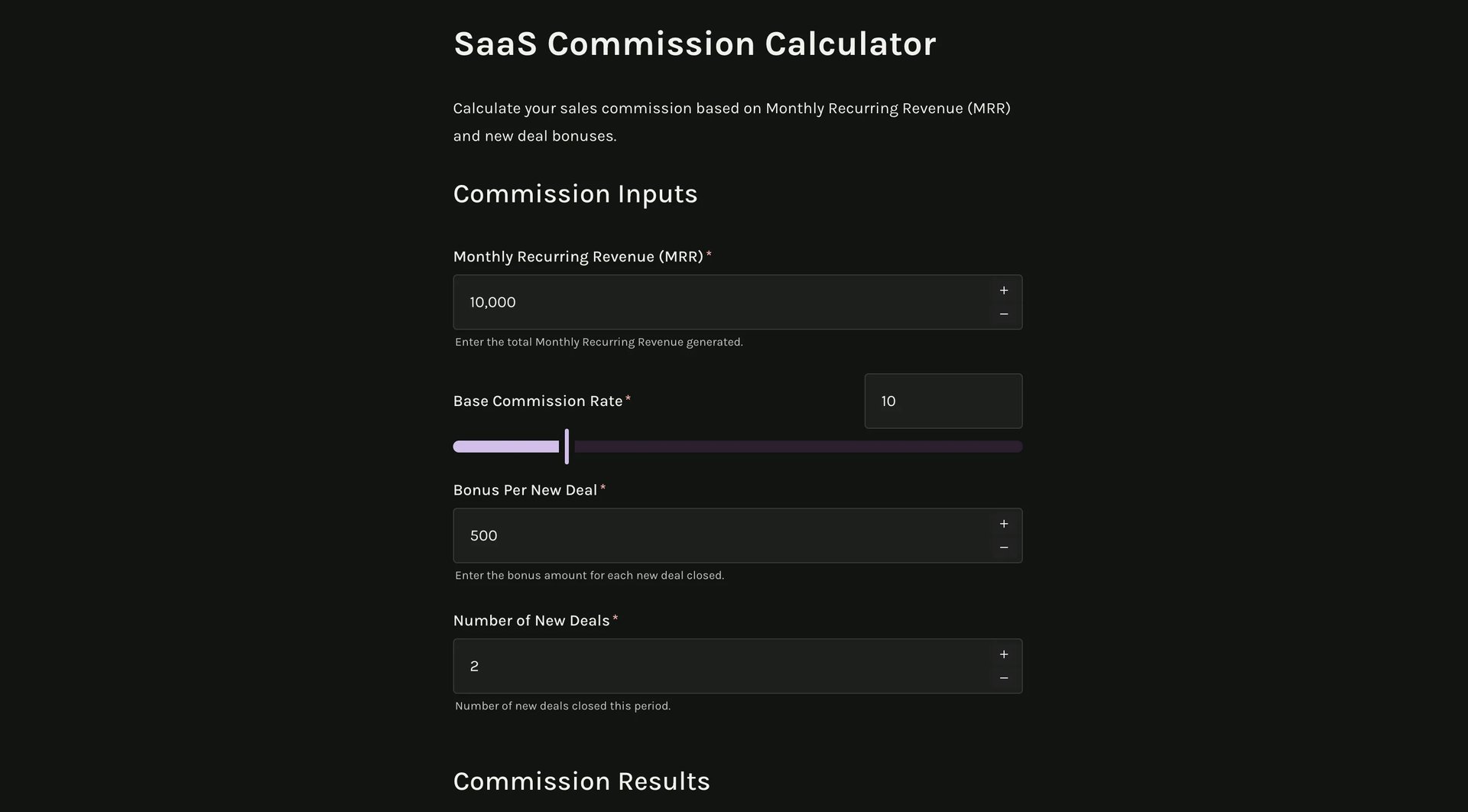 SaaS commission calculator